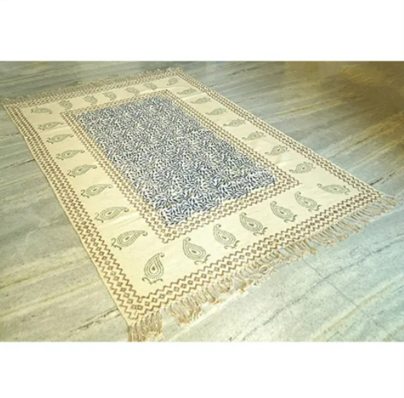 Hand Block Print Cotton Rug - Image 2