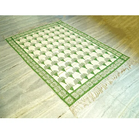 Green Printed Bedroom Rug